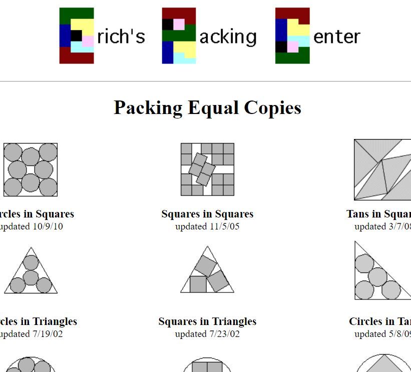 Optimal packing cheat sheet