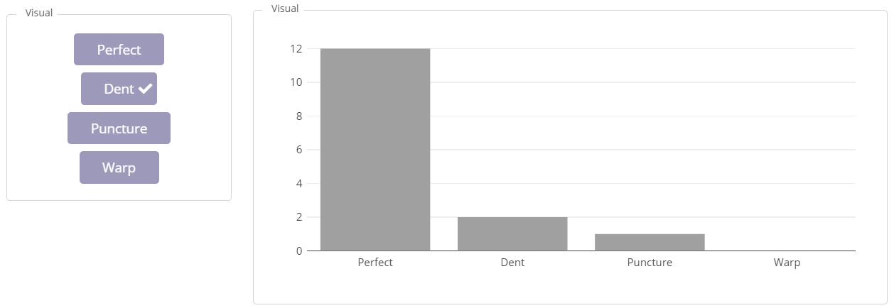 visual inspection Bar chart of defects